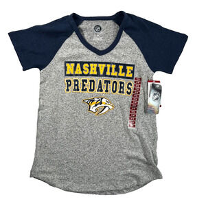 NHL Nashville Predators T-Shirt Kid Size 7/8 Blue Gray Logo Hockey Short Sleeve